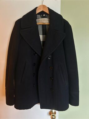 Burberry Black Double-Breasted Wool Peacoat